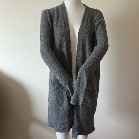 Madewell Open Front Long Cardigan Grey Pockets Merino Wool Blend Size XXS - Picture 1 of 9